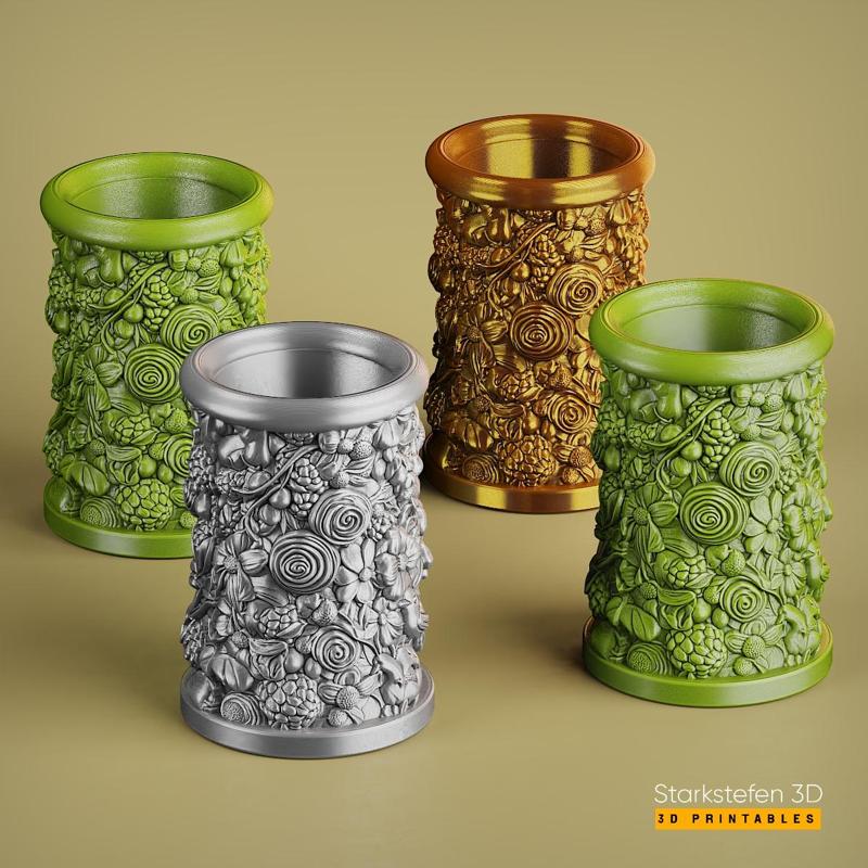 Florish wraped stationery vase 3D printable