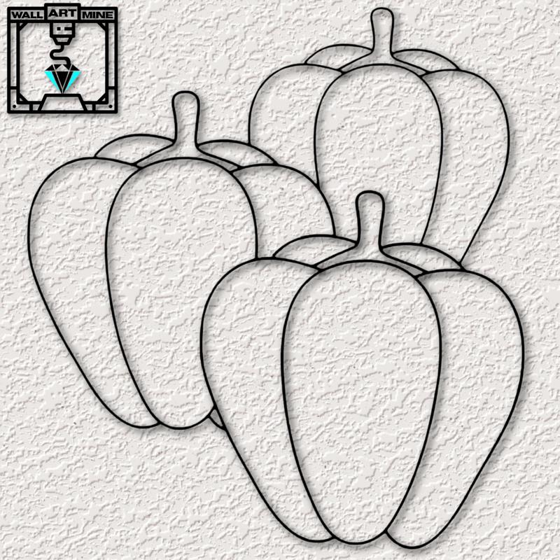 three bell peppers or squash wall art vegetable wall decor food for kitchen