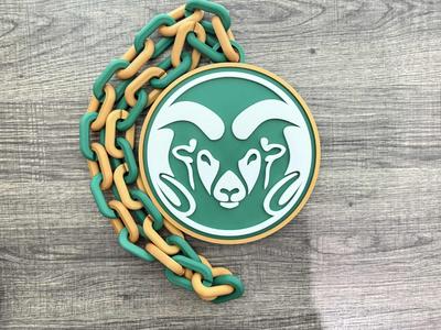 Colorado State Rams Logo Oversized Necklace, Pendant Chain