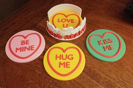 Love Heart Coasters with Holder