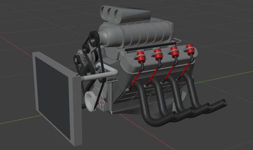 supercharged LS with zoomie headers for scale models