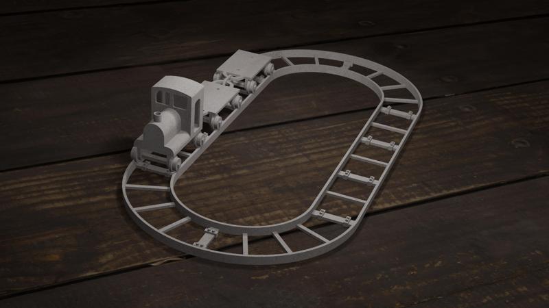 Train Set with Track – 50mm Gauge Railroad, Locomotive & Wagons