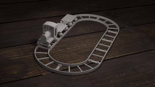 Train Set with Track – 50mm Gauge Railroad, Locomotive & Wagons