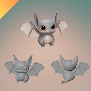 Cute Bat Creature – 3D Printable STL & Textured GLB Model