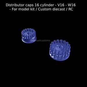Distributor caps 16 cylinder - V16 - W16 - For model kit / Custom diecast / RC