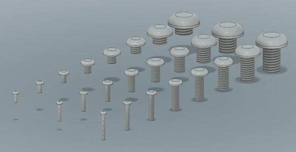 Metric Button Head Screw, f3d, stp and STL Files (M2-M10)