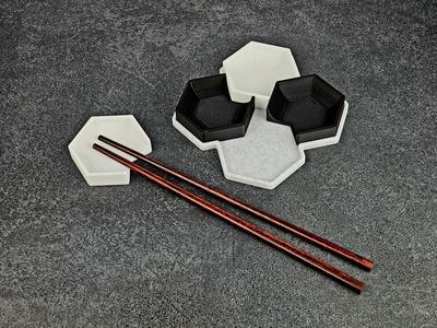 Chopstick Rest with Tray in Modern Minimalist Hexagonal Design