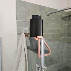 Hanging Shower Shelf with Built-in Towel Hook – Fits 8mm Glass Panel