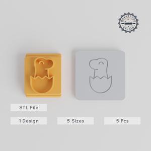 Dinosaur Stamp Tile Set, 5 Sizes, Perfect for Clay & Cookies, Prehistoric Animal, 20-40mm Motif PRODUCT_2057