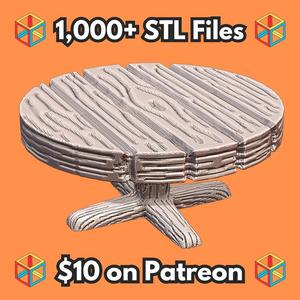 28mm DND Round Table Fantasy Terrain Miniature for Tavern Scenes MineeForm FDM 3D Print STL File