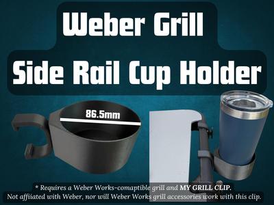 Weber Grill Side Rail Grill Clip with Cup Holder