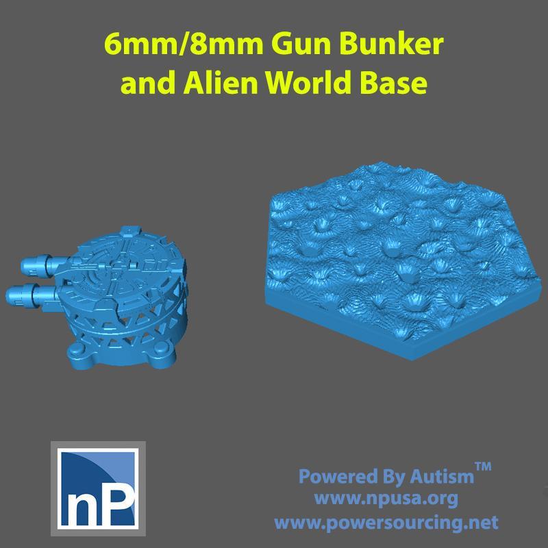 6mm/8mm Gun Emplacement and Alien Landscape Hex Base