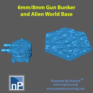 6mm/8mm Gun Emplacement and Alien Landscape Hex Base