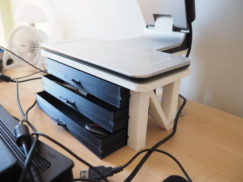 Monitor Stand/Riser (HP W-Series) w/ 3 Storage Drawers