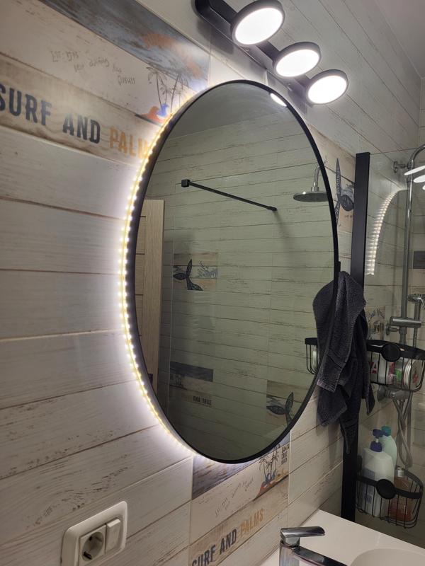 LED Ring behind Ikea LINDBYN Mirror