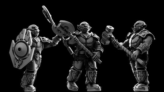 Orc Knight with 3 poses and multiple weapons (Axe, Hammer and Shield)