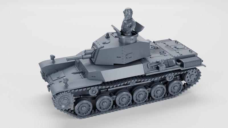 Type 2 Ho-I Medium Tank + 2 Tankmen (Japan, WW2)