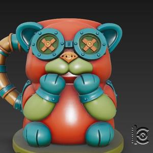 Steampunk Cat Mug - 3D Printable Geeky Cup