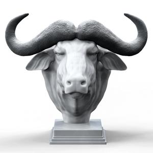 African Buffalo Head Statue