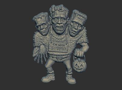 frankiesten three head monster cnc model