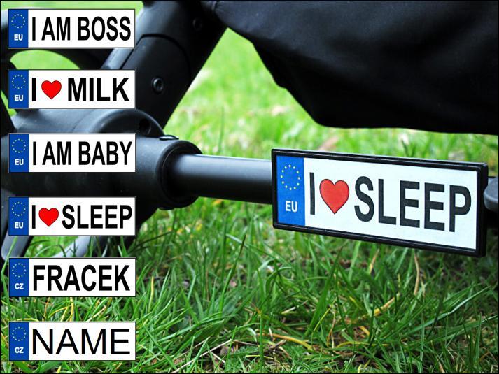 Registration plate with funny text for your stroller