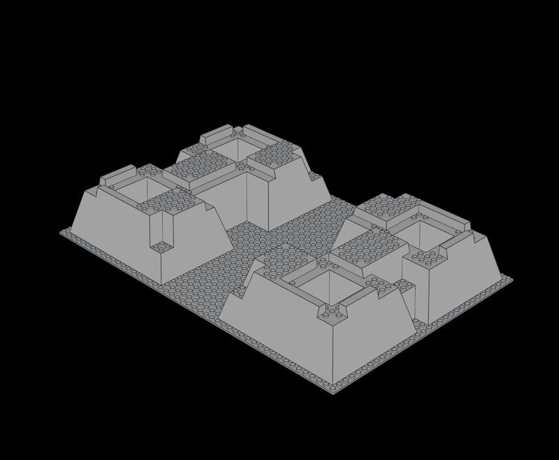 Lego Compatible (30271.dat) Baseplate 32 x 48 Raised with Corner Pits