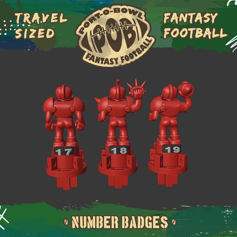 Port-O-Bowl: Travel-sized Fantasy Football Number badges