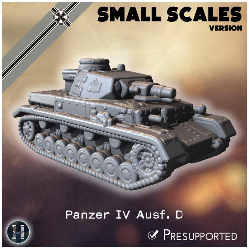 Panzer IV Ausf. D (small scales version) - Germany Eastern Western Front Normandy Stalingrad Berlin Bulge WWII 4mm 6mm 10mm 12mm