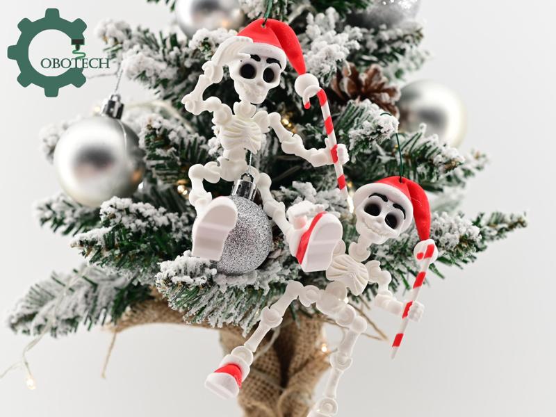 Cobotech Posable Candy Cane Skeleton Santa Ornament - Unique Christmas Ornaments - Christmas Decor - Cute Skeleton Santa Ornaments