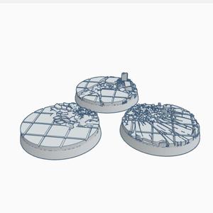 Set of 3 Gothic 40mm by 40mm Round Miniature Bases
