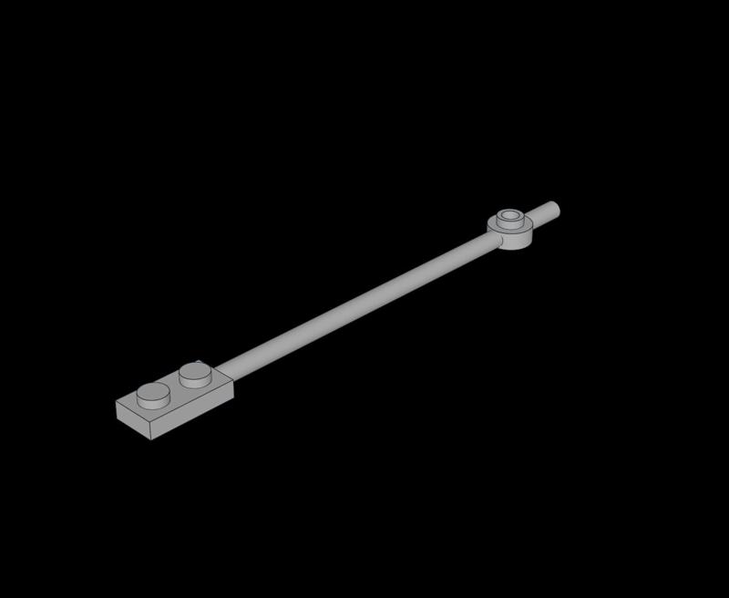 Lego Compatible (42445.dat) Bar 12L with Plate  1 x  2 with Solid Studs and Hollow Stud