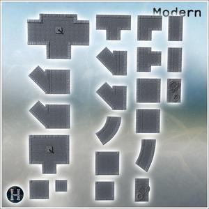 Set of modular urban paved roads with plaza (wide + narrow versions) (1) - Modern WW2 WW1 World War Diaroma Wargaming RPG Mini Hobby