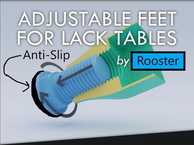 Height-Adjustable Extension Feet for Lack Tables ''Anti-Slip''