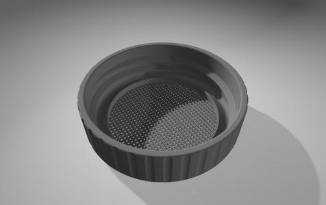 Cap with sieve for gridfinity bottle