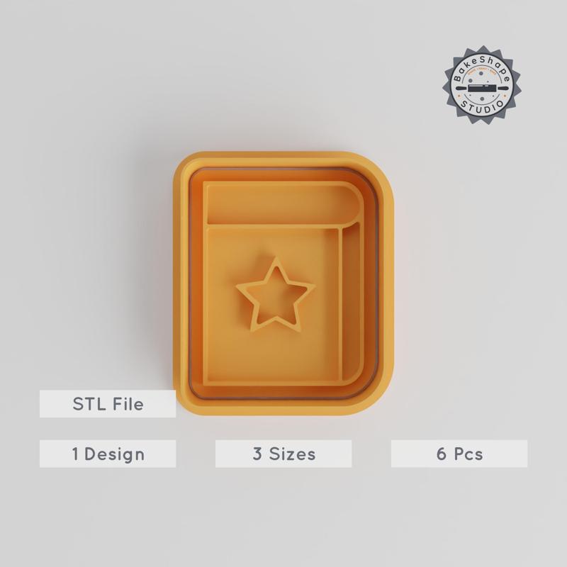Book Cookie Cutter & Stamp Set, Christmas Star Design, Fondant Tool, 6 Piece Collection, S/M/L, Perfect for Baking & Decorating PRODUCT_4810