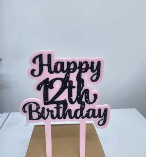 Happy 12th Birthday cake topper 