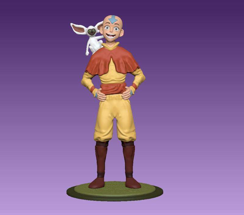 avatar aang the last air bender and momo cute pose