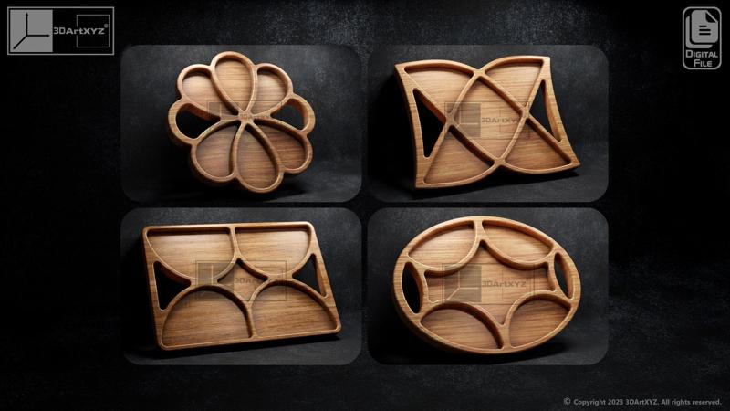 Trays Pack 3 - CNC Files for Wood (svg, dxf, eps, ai, pdf)