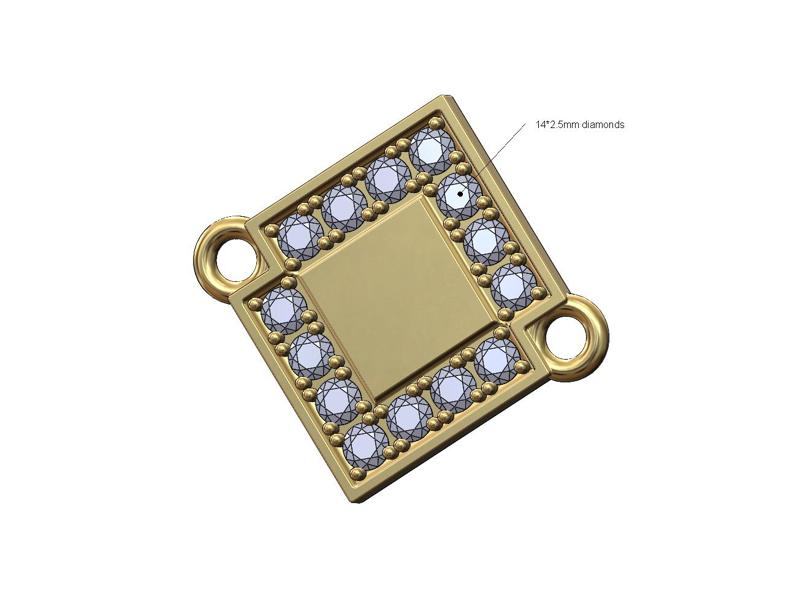 Engravable diamond Lozenge plate bracelet charm and pendant 3D print model