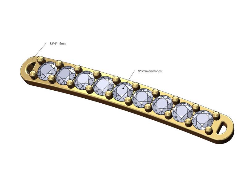 Simple diamond rounded bracelet plate 3D print model