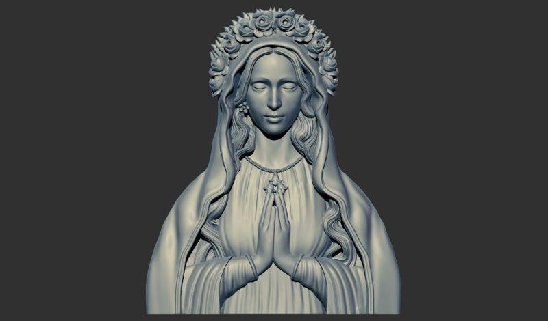 Virgin Mary relief 3d printable Model cnc
