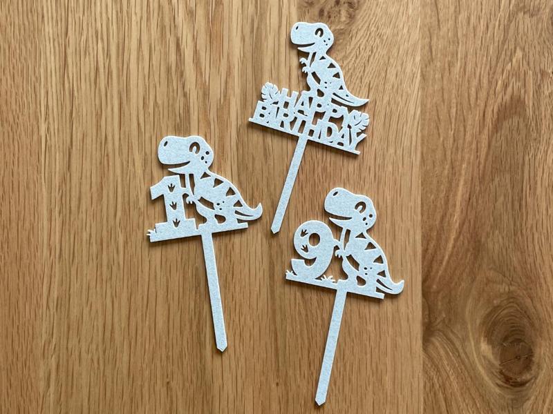 Cake topper - Dino 1 to 9 & Happy Birthday
