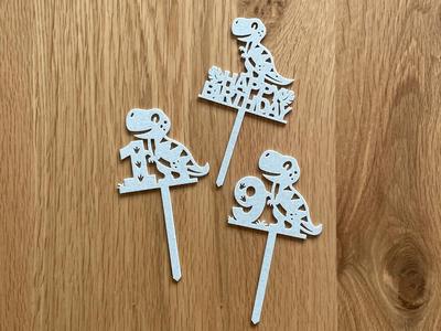 Cake topper - Dino 1 to 9 & Happy Birthday