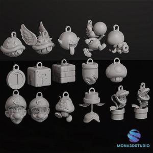 Super Mario Keychains – 16 STL Files Set | Printable 3D Models