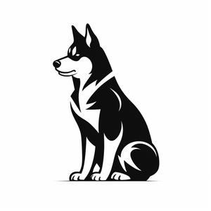 Silhouette of a Siberian husky in a sitting position