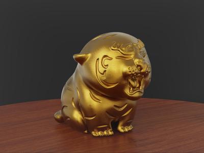 Cute and Grumpy Little Tigger, Adorable Tiger Figurine