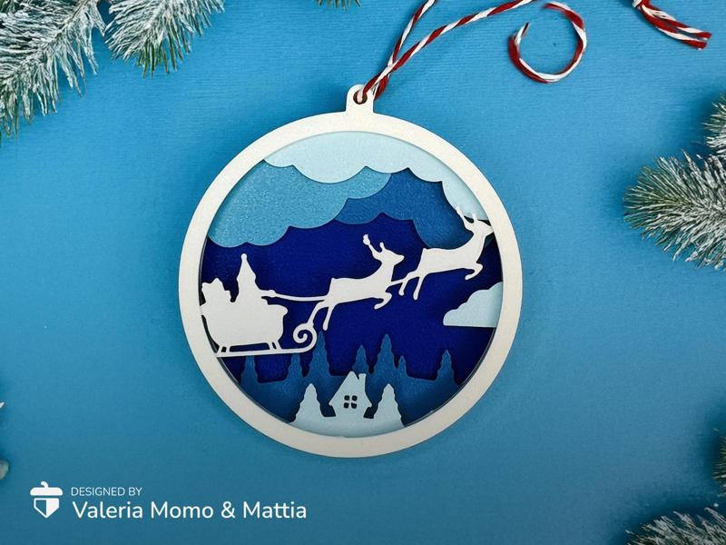 Diorama Christmas Tree Ball, Reindeer & Sleigh, #1