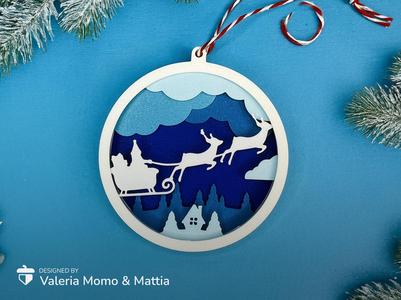 Diorama Christmas Tree Ball, Reindeer & Sleigh, #1