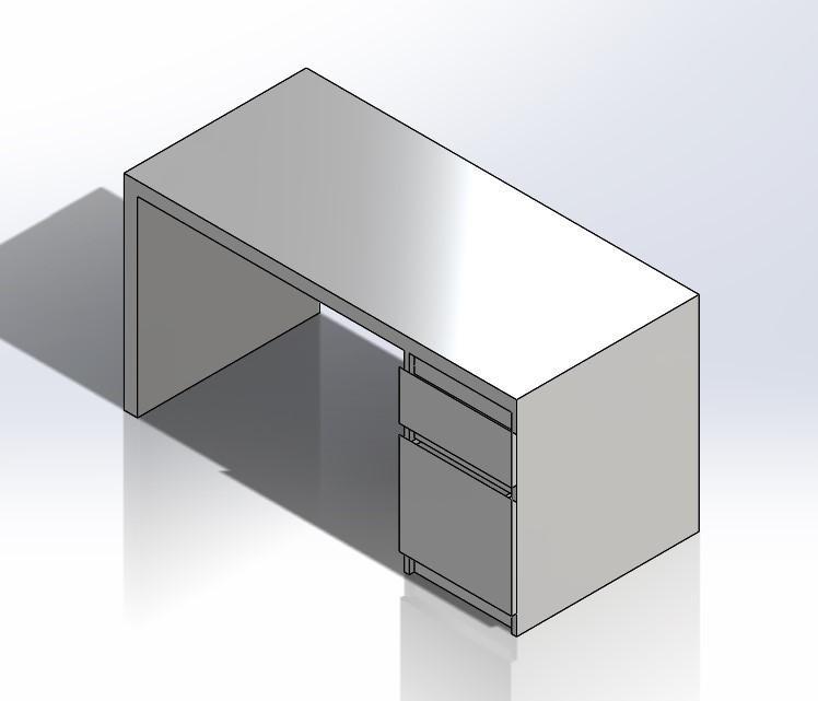 1:6 Scale Ikea Malm Style Desk with Drawers for Barbie Doll (Doll House Furniture)