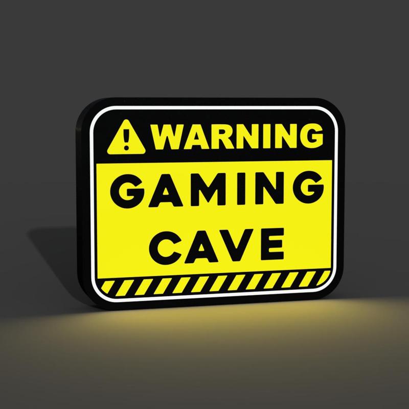Warning Gaming Cave Lightbox LED Lamp